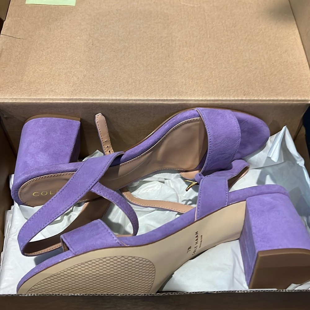 Cole Haan purple suede block heels